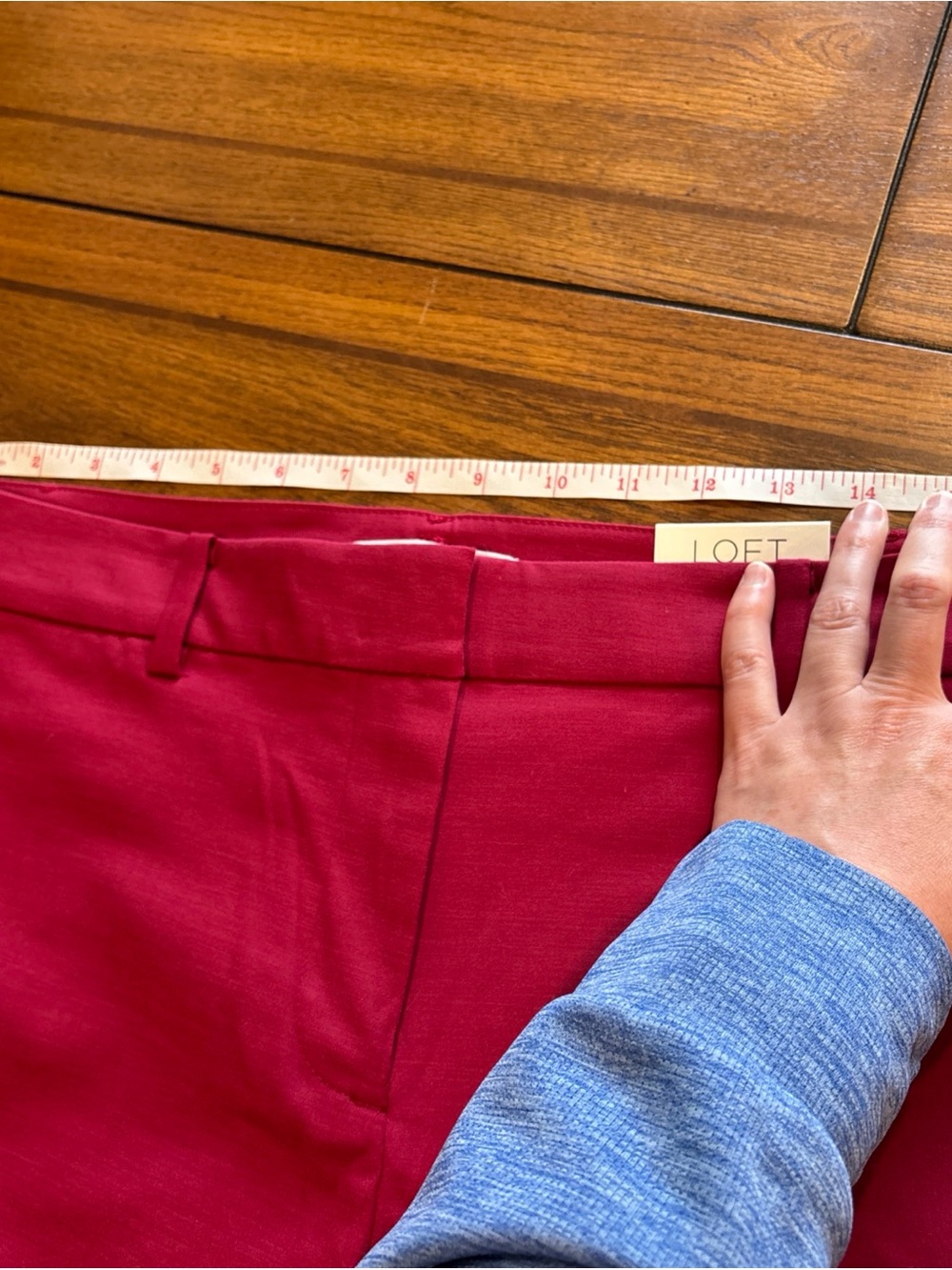 Loft The Riviera Slim Mid Rise Red Size 10 Women’s Pants Pockets Straight Leg - Picture 10 of 12